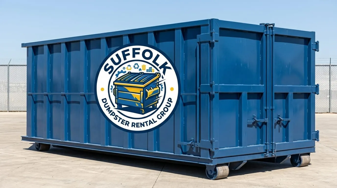Suffolk Dumpster Rental Group fleet of roll-off dumpsters and trucks in Suffolk, VA